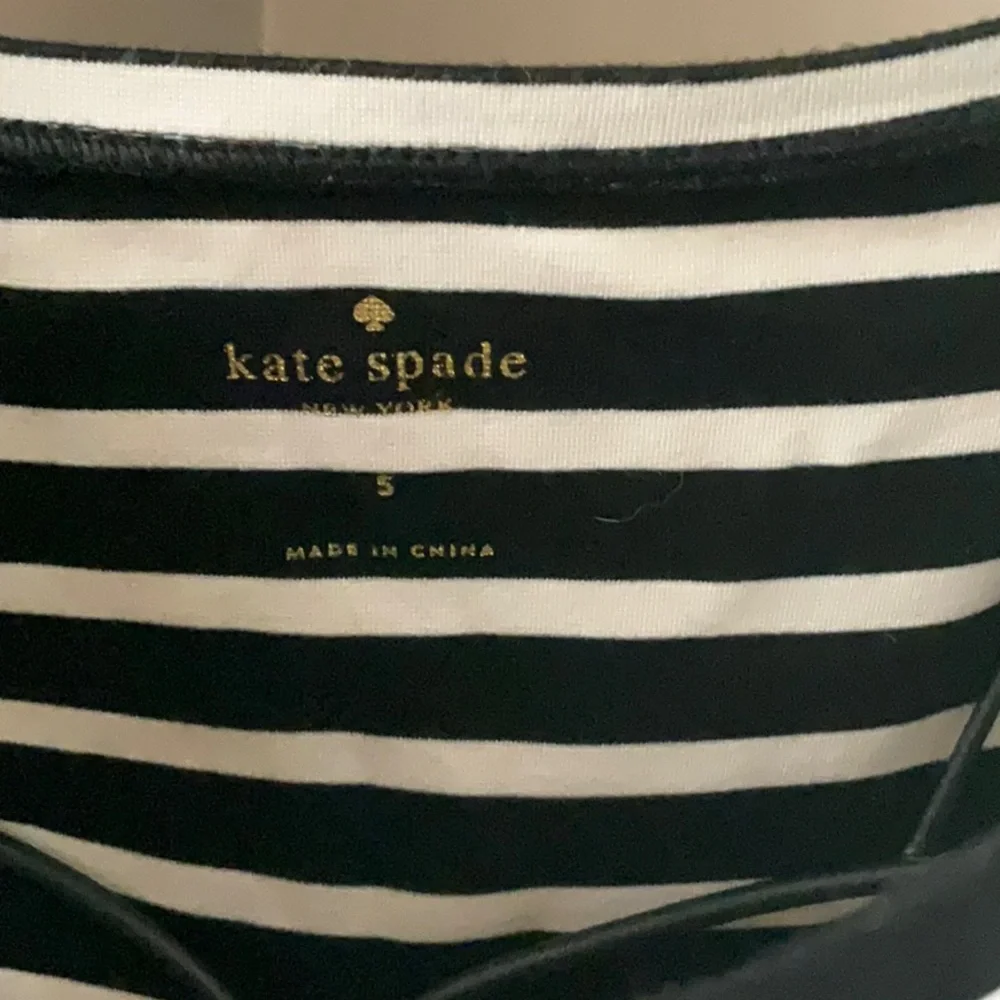 kate spade Black & White Striped Flutter-Sleeve Dress